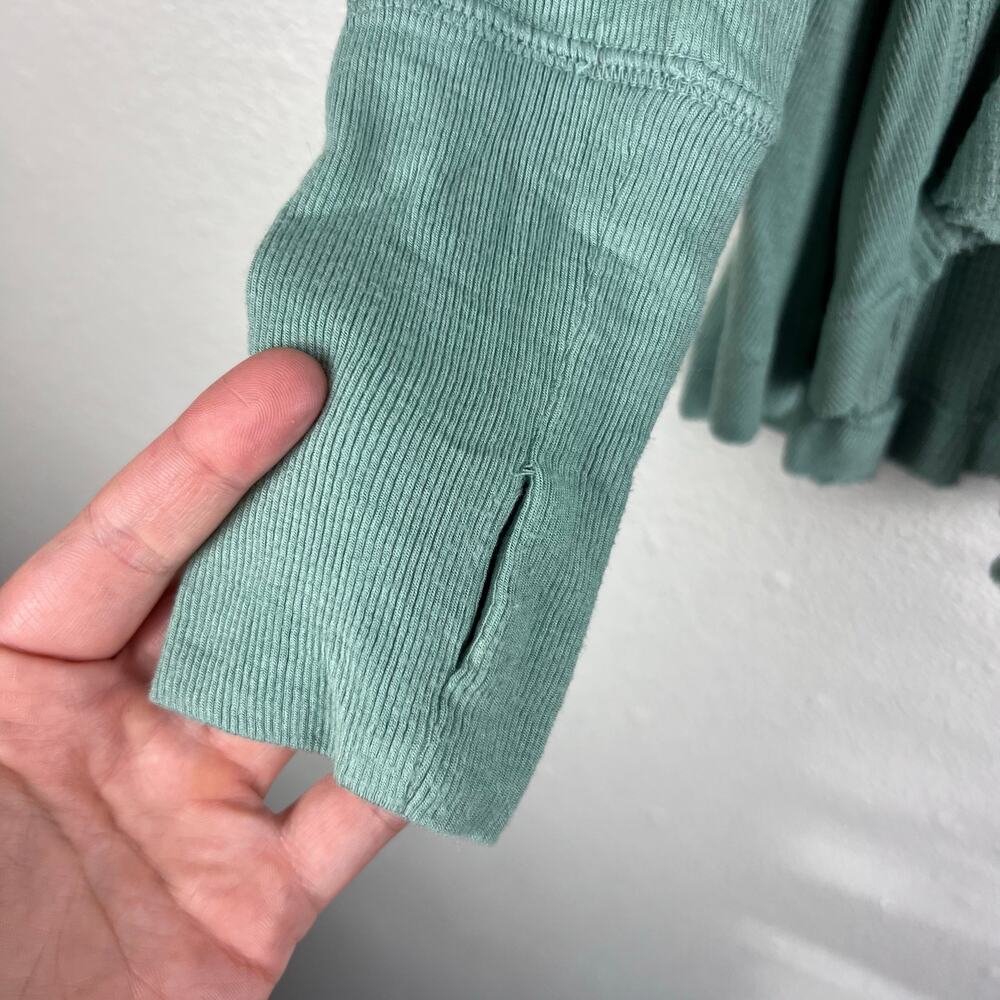 We The Free Malibu Thermal Top Sage Green Waffle Knit Small - Picture 7 of 8